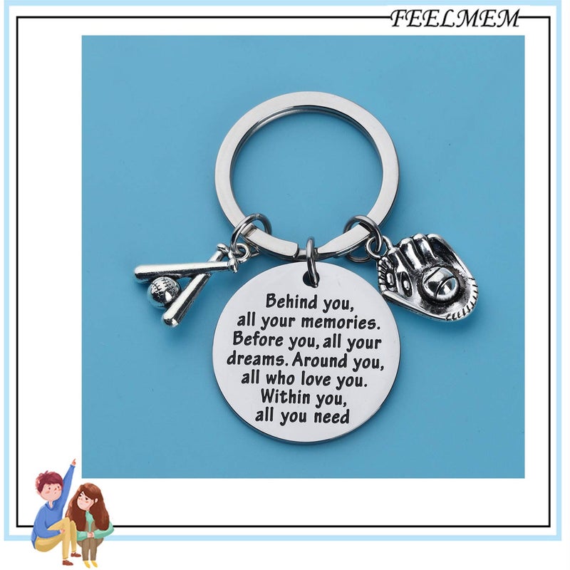 FEELMEM مفتاح سيارة FEELMEM لاعب البيسبول هدية خلفك كل الذكريات أمامك كل أحلامك مفتاح سيارة مجوهرات سوفتبول هدية أم البيسبول (مفتاح سيارة البيسبول) - Image 3